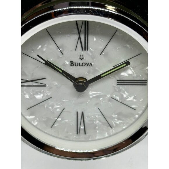 Bulova Mantel Clock | Pearl Face, Beveled Glass Side Panels Untested / For Parts - Picture 9 of 9
